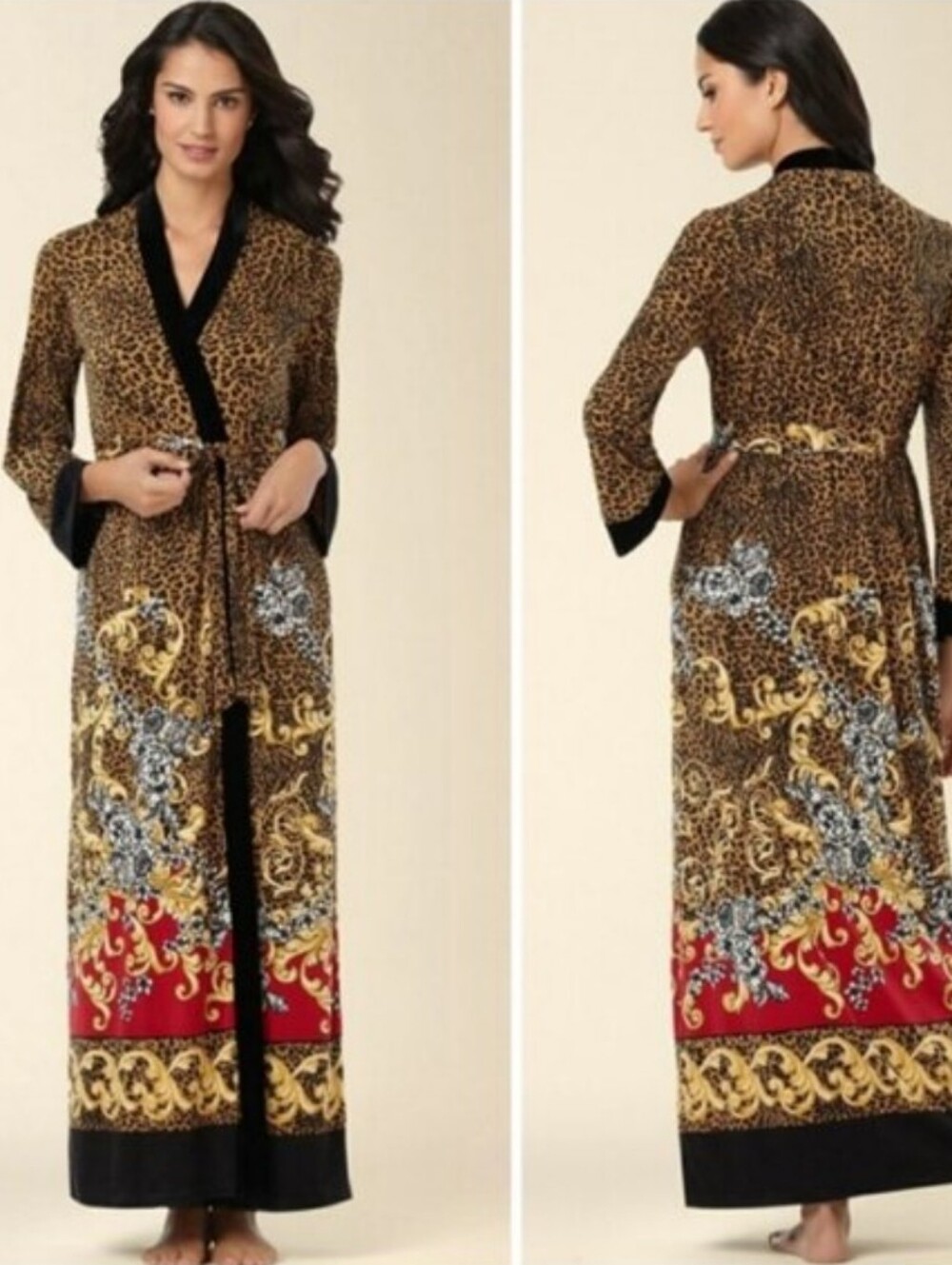 SOMA Limited Edition Riviera Long Leopard Cheetah Animal Print Belt Robe Large